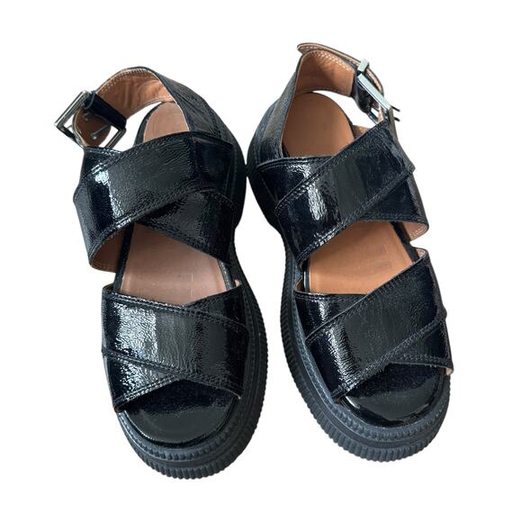 GANNI Chunky Patent Leather Sandals - Picture 2 of 9